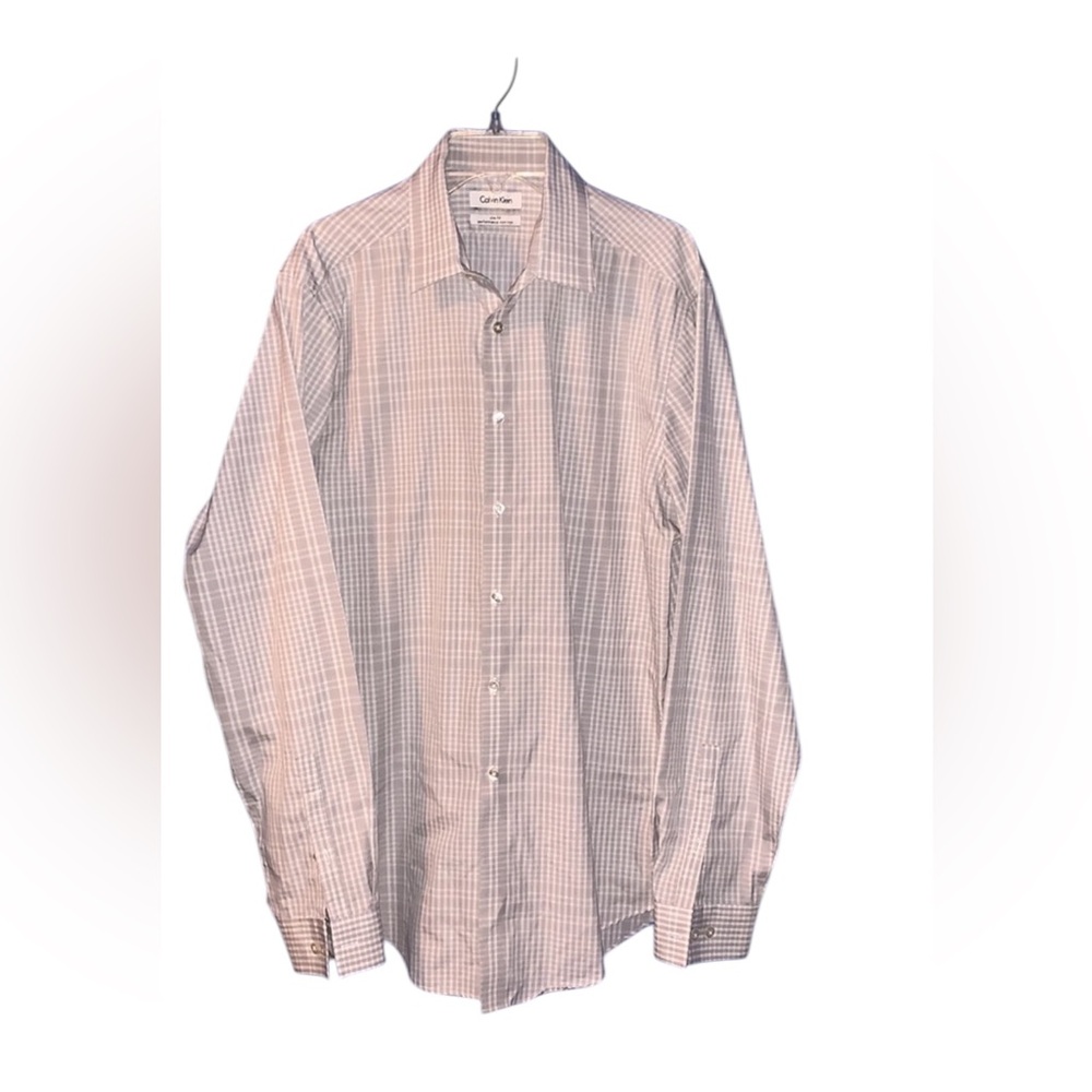 Calvin Klein Botton Down Performance Slim Fit No Iron Shirt Size 16 34/35